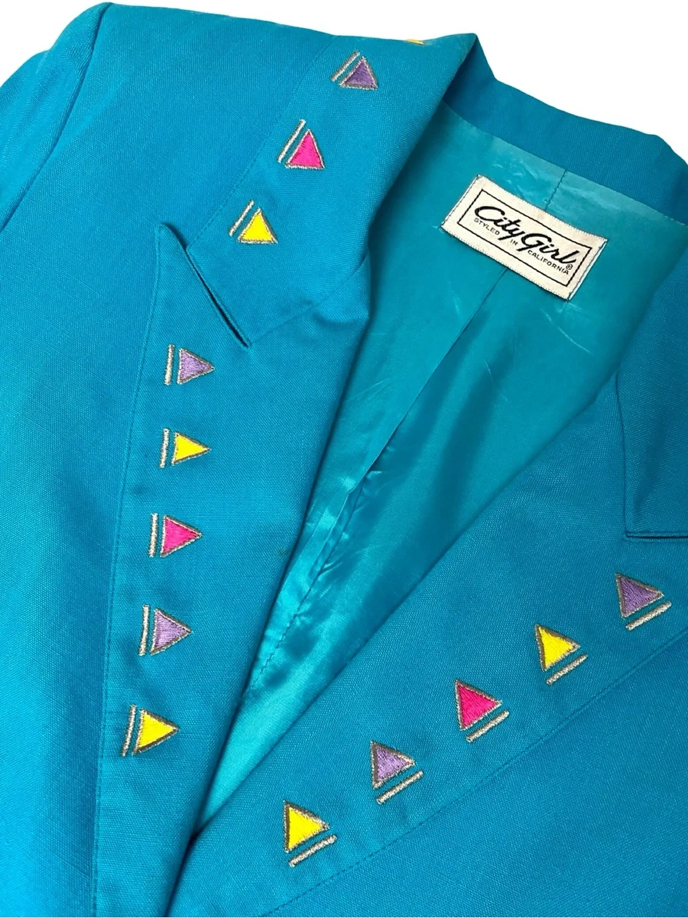 Vintage 80’s Women’s Turquoise Blazer by City Girl Los Angeles
